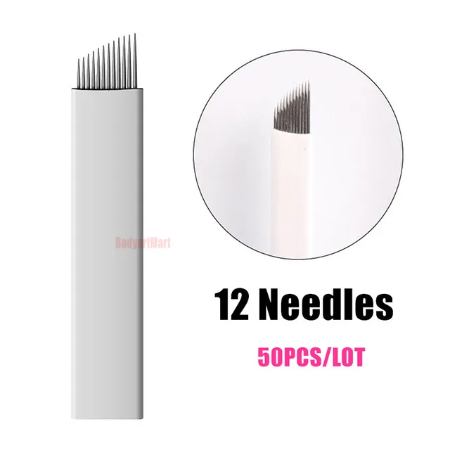 50pc 12 PIN Permanent Makeup Manual Eyebrow Embroidery Needle Tattoo Needle Blade Embroidery Microblading Tattoo Pen BP12# 50pc 12 PIN Permanent Makeup Manual Eyebrow Embroidery Needle Tattoo Needle Blade Embroidery Microblading Tattoo Pen BP12#
