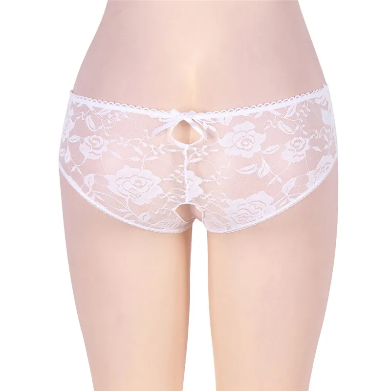 Women Sexy Lingerie Open Crotch Hot Erotic Floral Lace Underwear Crotchless Sexy Panties Transparent Porn See Through Briefs