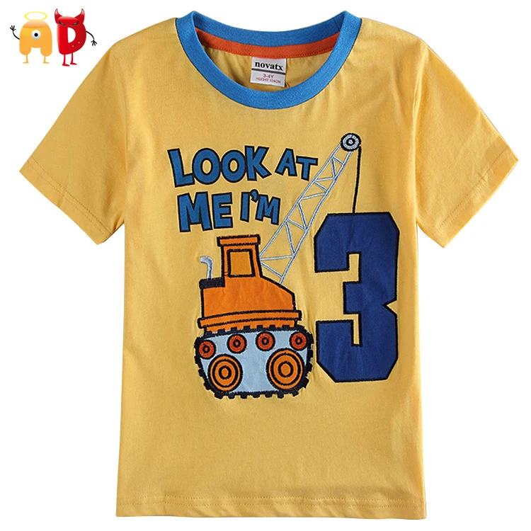 

AD Cute Children T shirts Yellow Crane Summer Boys Clothes Clothing Quality 100% Cotton Kids T-shirts roupas infantis menino