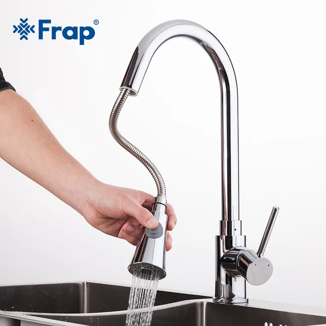 Special Offers Frap new 1 set Pull Out chrome Kitchen Faucet Sink Mixer Tap Swivel Spout Sink Faucet Swivel Copper Kitchen Faucets tap F6052