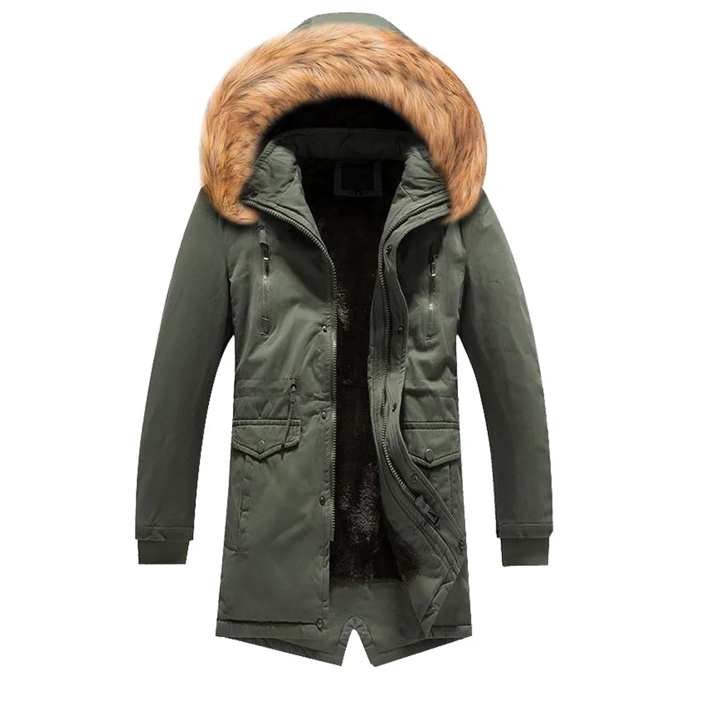 

Military Winter Cotton Coat Army Men's Pilot Jacket Camouflage Warm Jacket Overcoat Slim Long Trench Buttons Zipper Coat