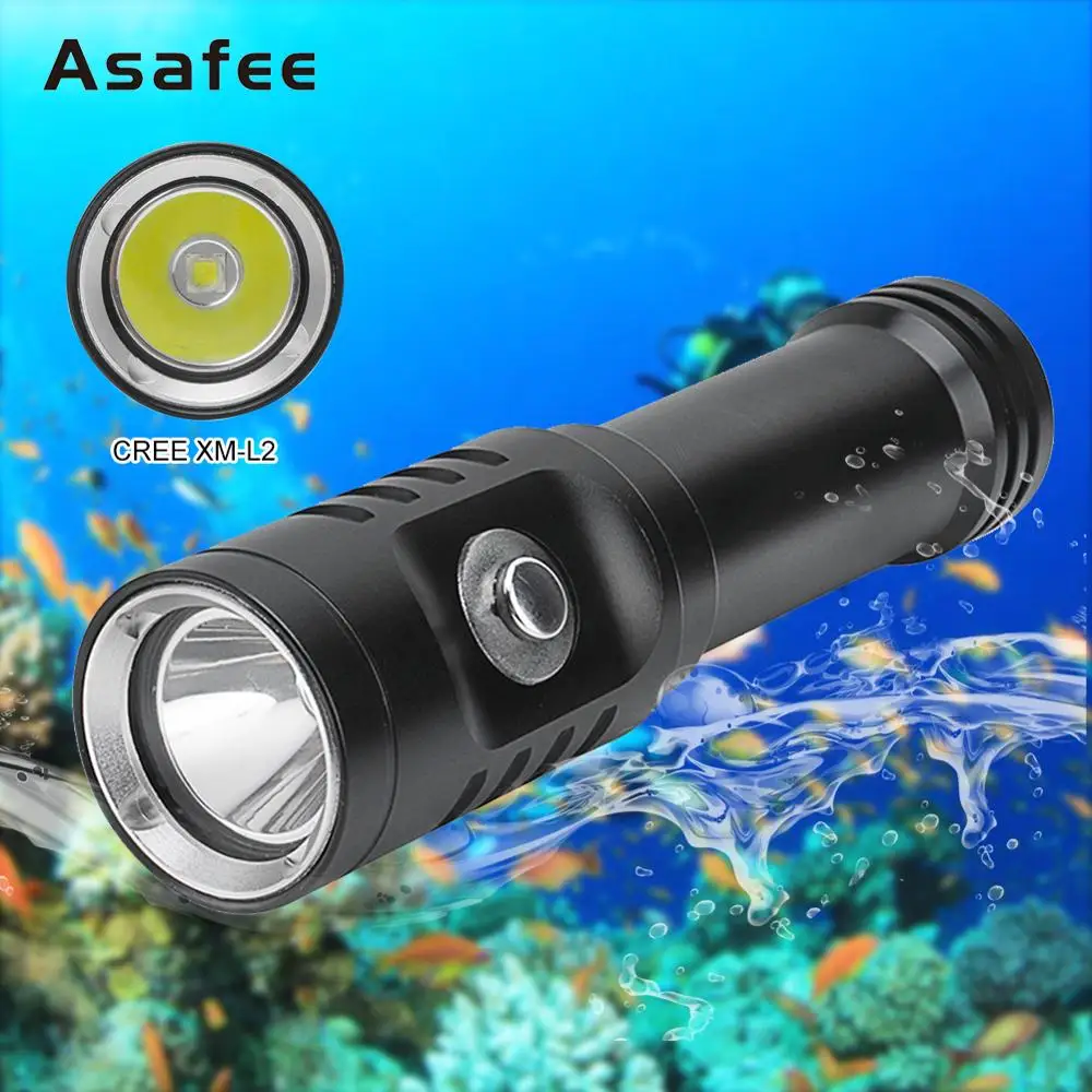 

underwater scuba diving flashlight torch Asafee AF01D Cree XM L2 18650 Flash light 80M Waterproof XM L2 Lantern lamp
