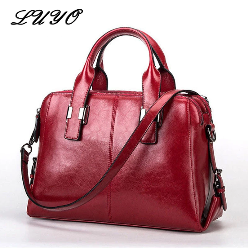 

LUYO Brand Genuine Leather Ladies Handbag Luxury Handbags Women Bags Designer Top-handle Candy Color Female Pochette Briefcase