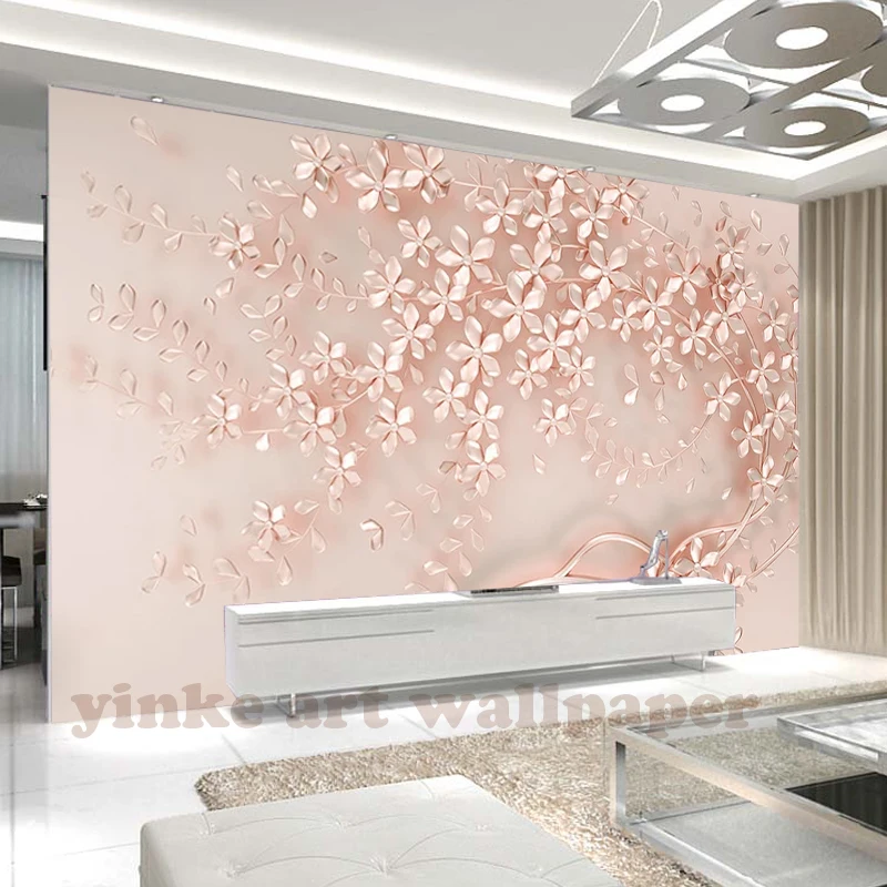 تخصيص كبير جدارية الأناقة الفاخرة 3d مجسمة زهرة روز الذهب 3D خلفية ل غرفة المعيشة التلفزيون خلفية 3d ورق حائط