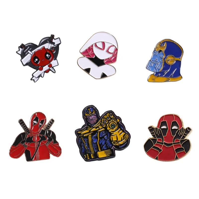 

Avengers Enamel Pin Badge Thanos Cute Deadpool Spiderman Gwen Brooch Jewelry Charms Fashion Cosplay Accessories Prop Gift