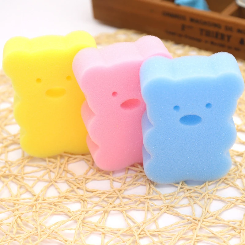 Bear baby bath products comfortable baby bath wrinkle sugar children bad cotton wrinkle shower gel