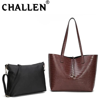 

Fashion Composite Bag large capacity shoulder Alligator handbag Casual Tote female PU Leather simple Messenger bag B44-27