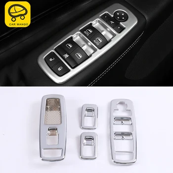 

CARMANGO For Jeep Grand Cherokee 2017 4pcs Auto Car Window lift button Trim Stickers Covers Interior Accessories
