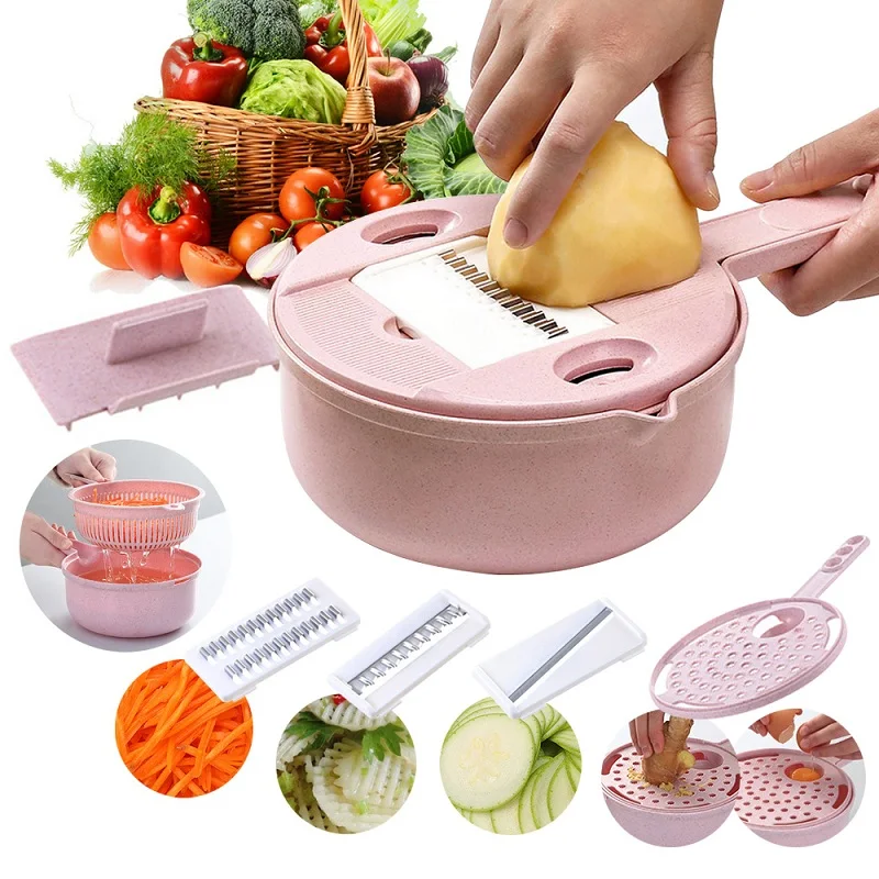 

1PCs Slicer Vegetable Slicer Potato Peeler Carrot Onion Grater with Strainer Vegetable Cutter 9 in 1 Kitchen Accessories