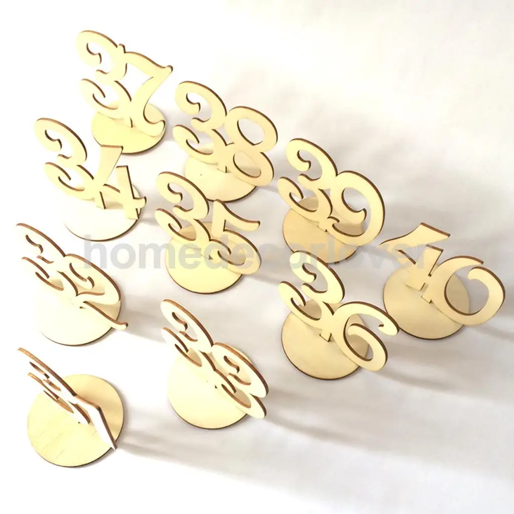 Vintage 31 to 40 Figures Wooden Table Numbers Figures Wedding Birthday Party Baby Shower Tabletop Decoration
