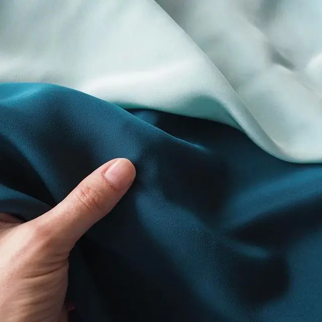 

peacock blue 100% silk crepe de Chine Fabric