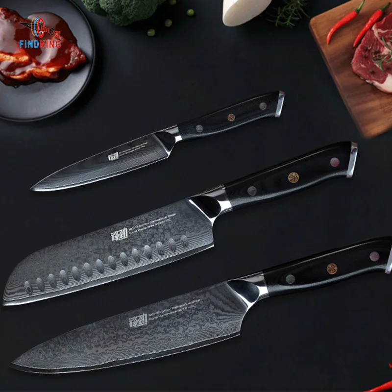 Набор ножей FINDKING G10 шеф нож 8 дюймов 7 сантоку 5 фруктовый 67 слоев из дамасской