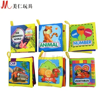 

Candice guo multifunctional learn color number food sea animal car fruit vegetable educational cloth book baby toy gift 6pcs/lot