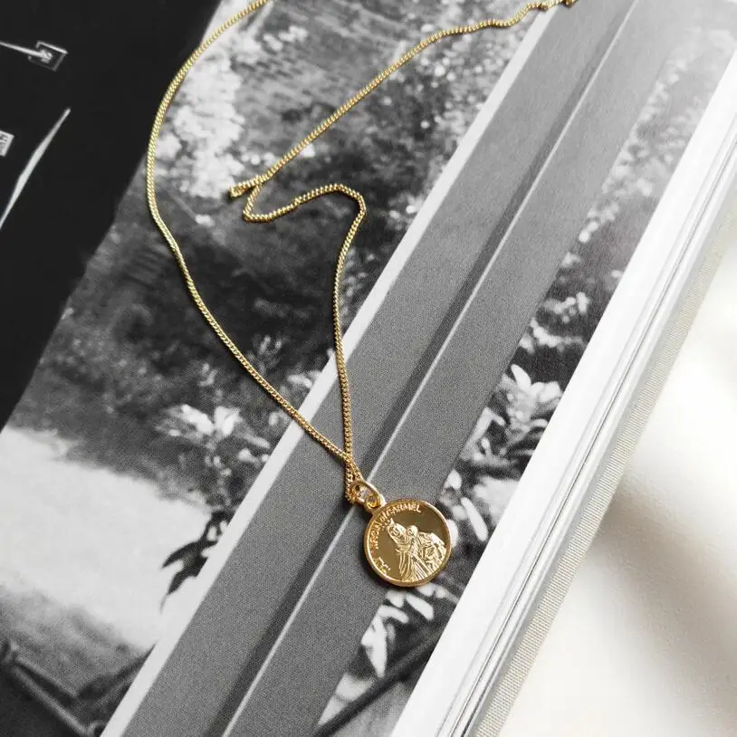 925 стерлингового серебра девственницы округлое ожерелье-чокер золото Мода Марии магнит для монет ожерелье для женщин серьги из стерлингового серебра подарок
