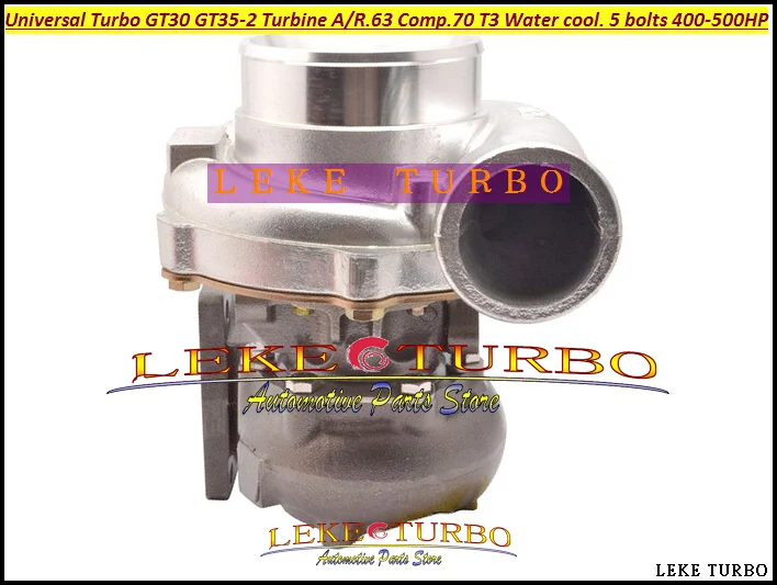 Turbo Turbocharger Universal Turbo GT30 GT35-2 AR .63 Comp. AR .70 T3 Water cooled and Oil cooled outlet 5 bolts 400HP-500HP (2)
