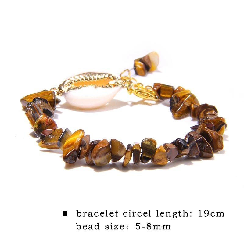 Cowrie Shell Bracelet Natural Stone Chips Crystal Seashell Hand Chain Bracelet for Women Femme Beach Jewelry Bohemian