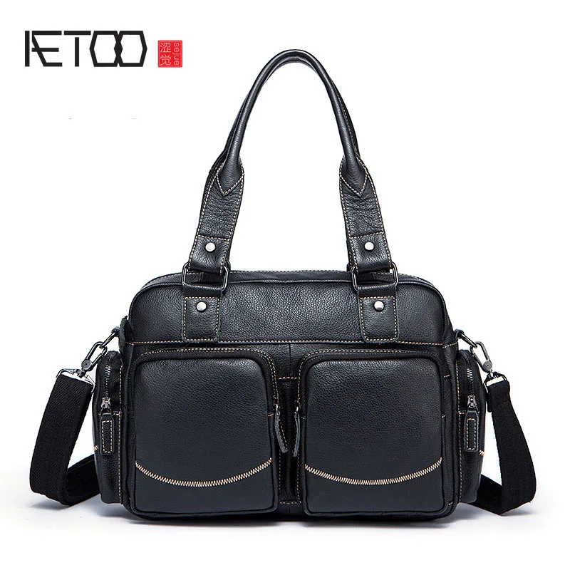 

AETOO Leather men bag shoulder bag head cowhide men bag men handbag business leisure Messenger bag male