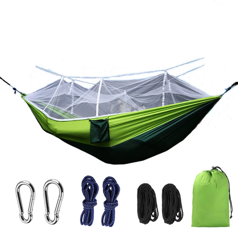 

Portable Outdoor Camping Hammock with Mosquito Net Parachute Fabric Hammocks Beds Hanging Swing Sleeping Bed Tree Tent