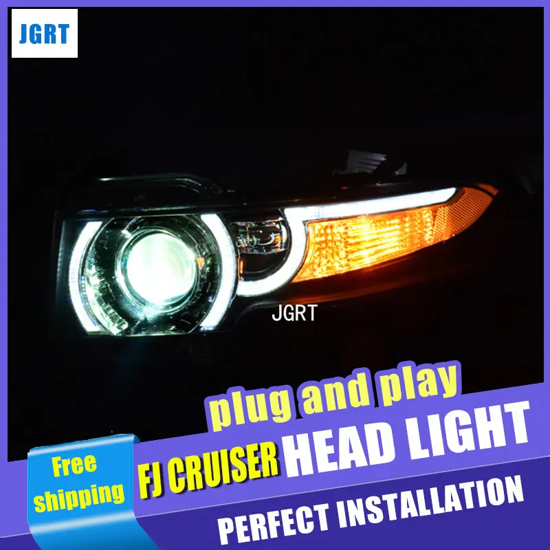 

car styling For Toyota Fj CRUISER headlight assembly 2008-2014 For Fj CRUISER bi xenon lens h7 with hid kit 2 pcs.
