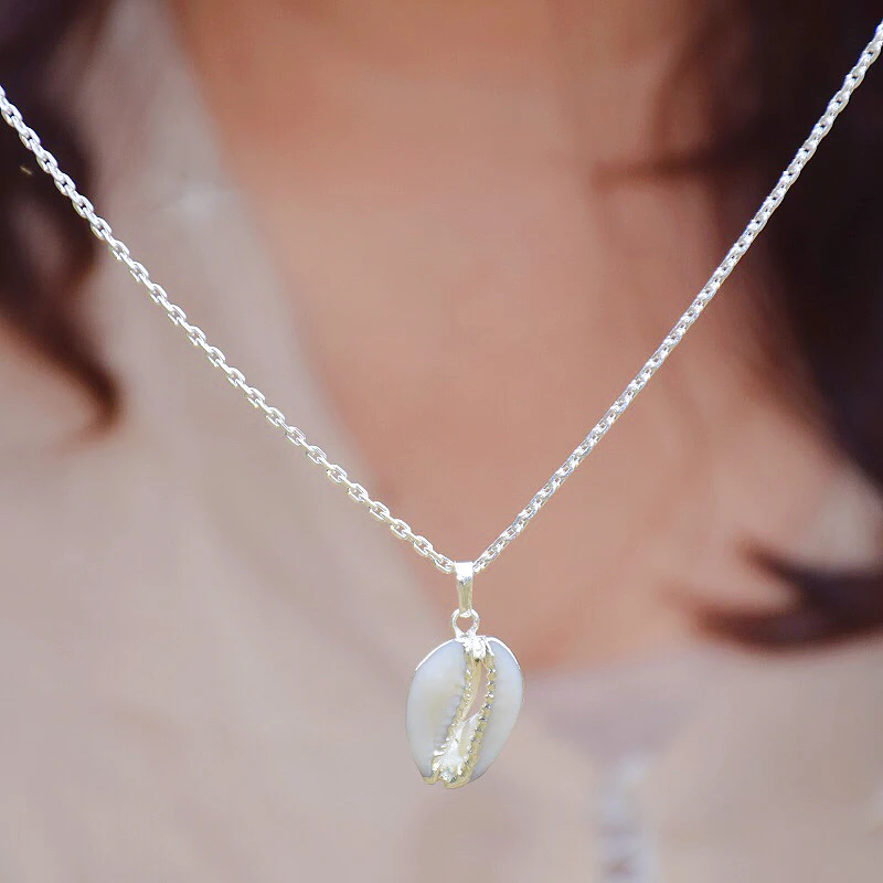

Plating Natural Shell Necklace Bohemia Necklace Stainless Steel Chain Dropship