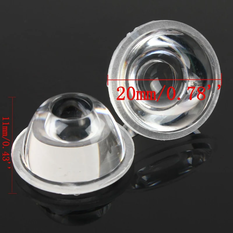 10 шт./компл. 20mm 10 pcs/30/60/90/120 градусов оптический светодиодные стеклянные линзы рефлекторный Коллиматор для 1 Вт, 3 Вт, 5 Вт, светодиодный светильник лампа E27 MR16 GU10