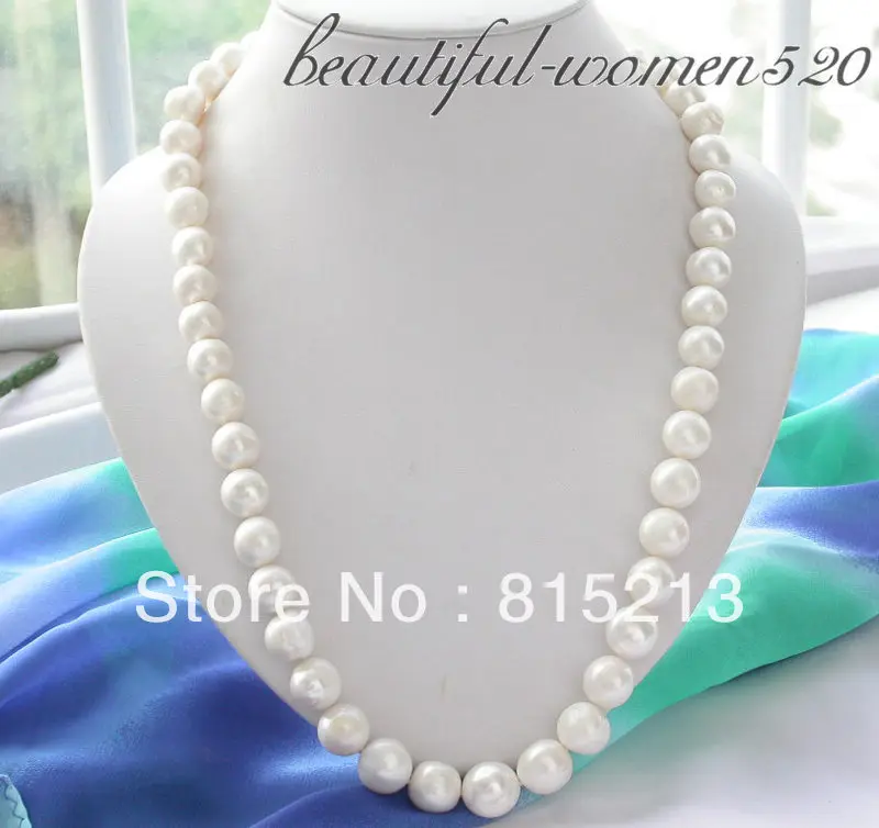 

FREE SHIPPING>>>@@ > N1143 12-13MM WHITE ROUND FW CULTURED PEARL NECKLACE