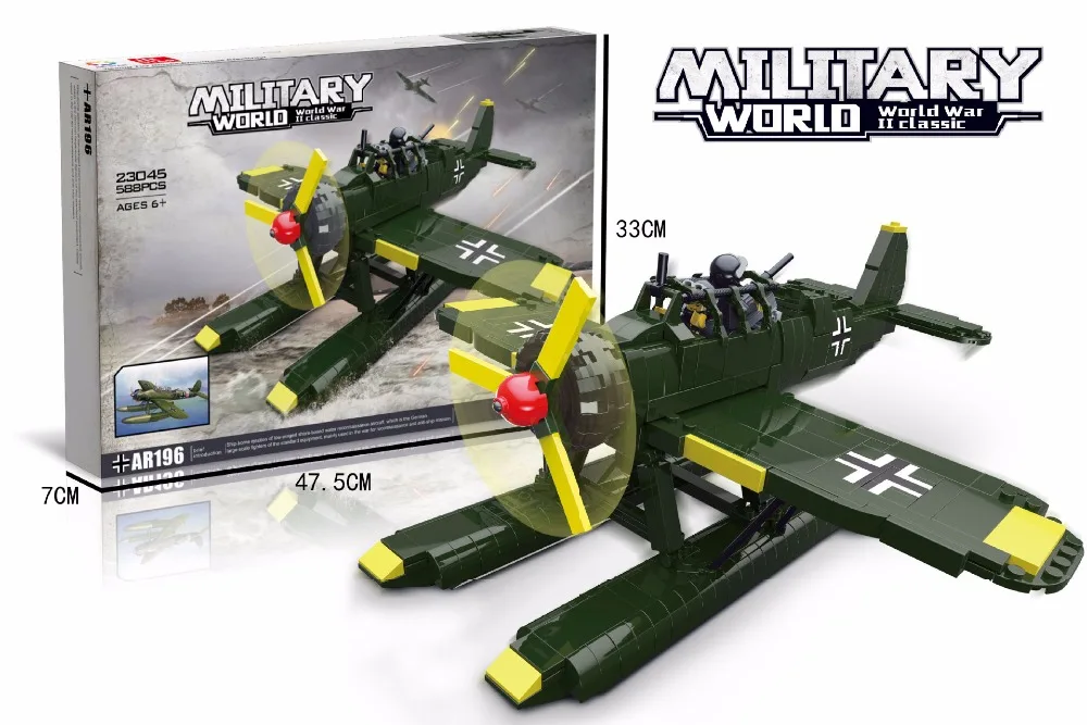 Мировой войны немецкая армия воздушных сил строительный блок ww2 Америка летать тигра цифры spitfire P-40 AR196 истребитель модельные игрушки, коллекционные