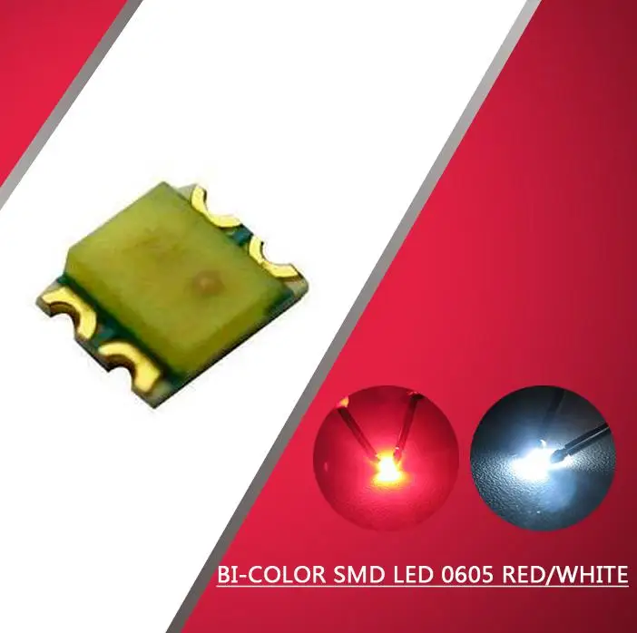 SMD0605 100 шт. SMD СВЕТОДИОДНЫЙ 0603 двухцветный красно-синий/зеленый/желтый/теплый белый/белый оранжевый-белый светодиодный s 1/35 модель железнодорожной железной дороги моделирование - Цвет: Red and White