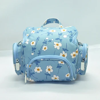 

Roadfisher Blue Fresh Flower PU Leather Mirrorless Camera Shoulder Messenger Photo Bag Insert For Canon 100D Nikon Sony A6000