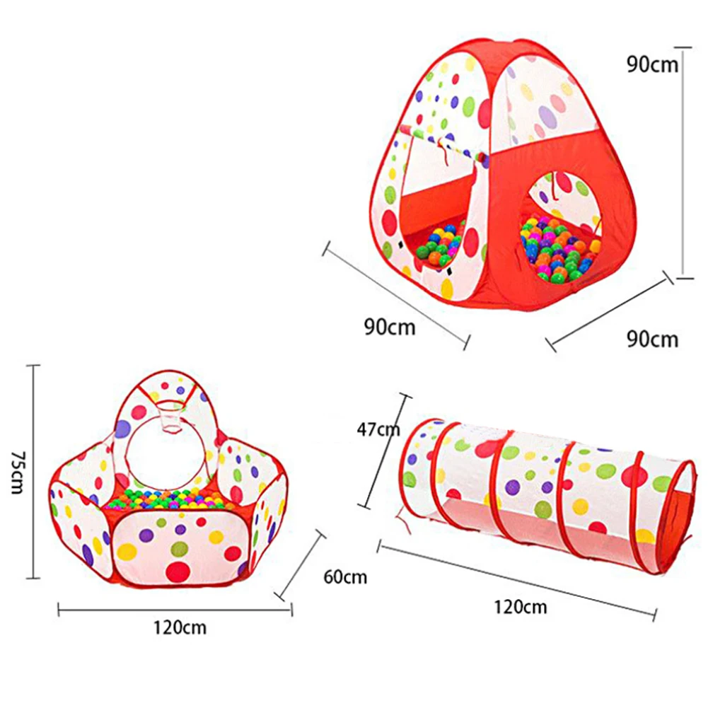  3Pcs 4Colors Baby Play Tunnel Tent Ball Pool for Children Tipi Tent Pool Ball Pool Pit Baby Tent Ho