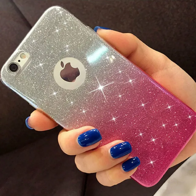 US $1.16 Hot Glitter Gradient Soft TPU Phone Case For iPhone XS Max XR X Bling Silicone Cover For iPhone 8 7