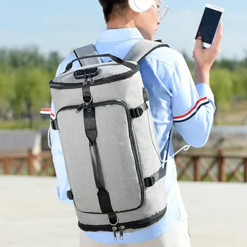 

Men Leather Canvas Backpack Large School Bag Travel Rucksack