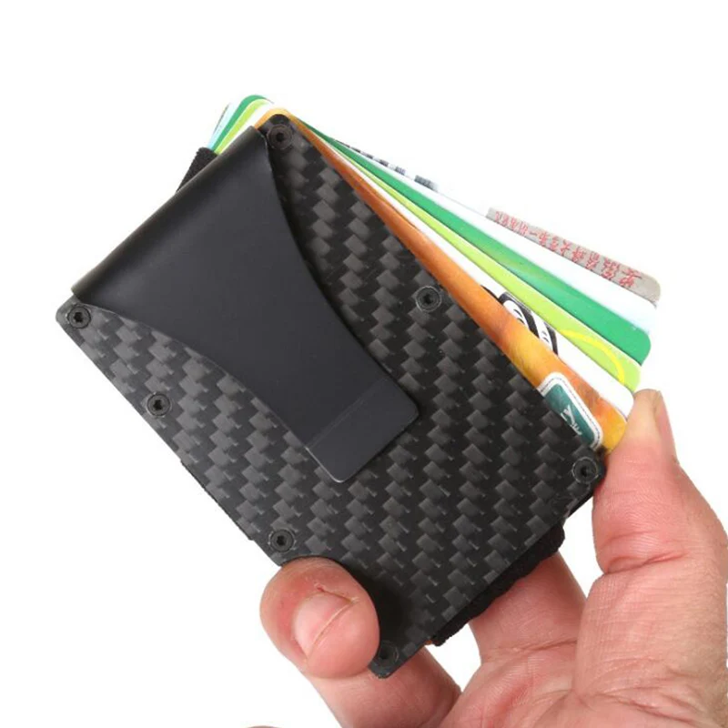 

2018 New Fashion Slim Carbon Fiber Credit Card Holder RFID Non-scan Metal Wallet Purse Male Card Bag