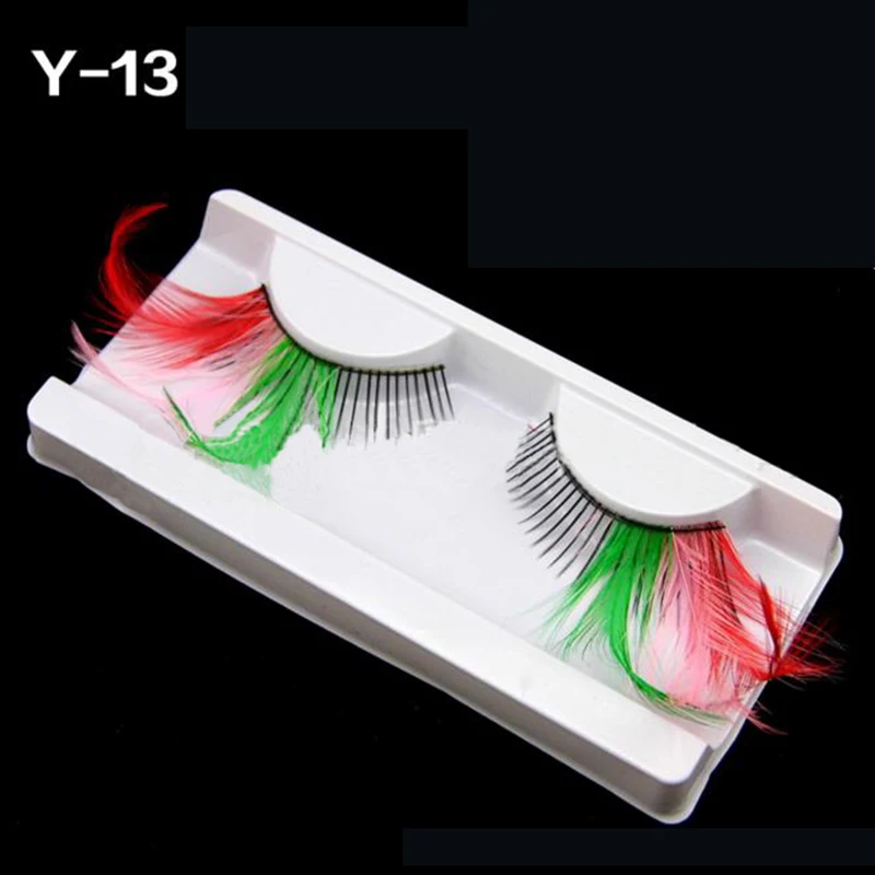 

1 Pair Makeup Cilia False Eyelashes Colorful Feather Masquerade Handmade Gorgeous Beauty Eye Lashes Extension Tools