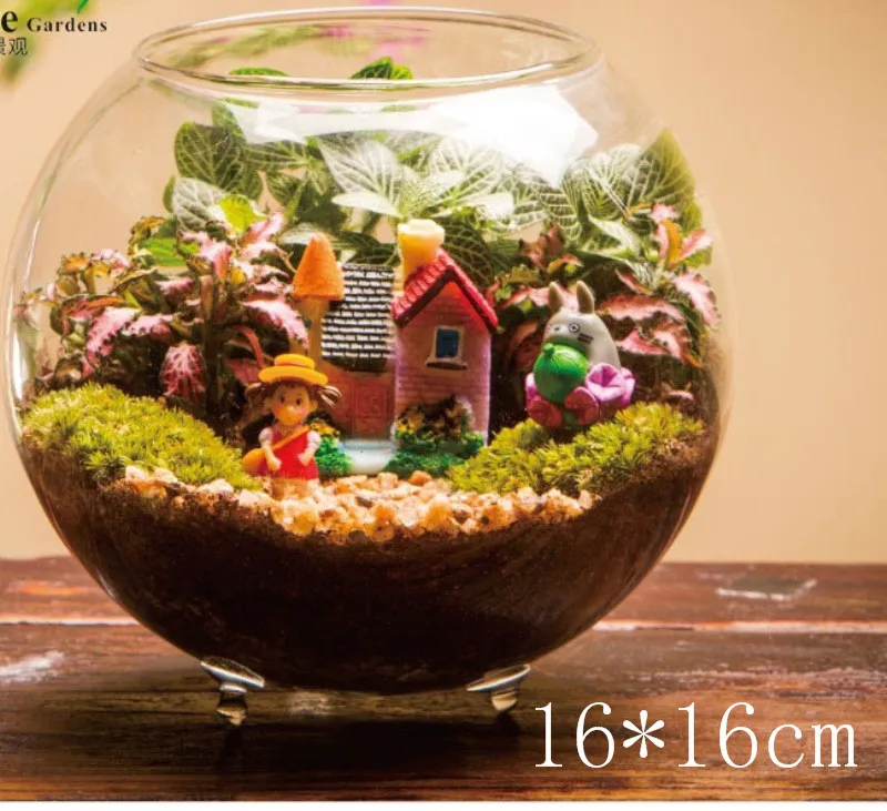 Новинка,, стеклянная аквариумная Рыбная чаша для рыб, цветочных растений, аквариумная ваза для украшения дома, круглая ваза для аквариума - Цвет: L 16cm