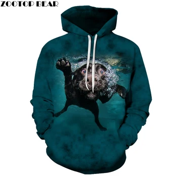 

Swimming Dog Unisex Hoodie 3D Print Sweatshirts Pullover Harajuku Mens Hoody Streetwear Coat for Autumn 2018 Cloth 6XL Size