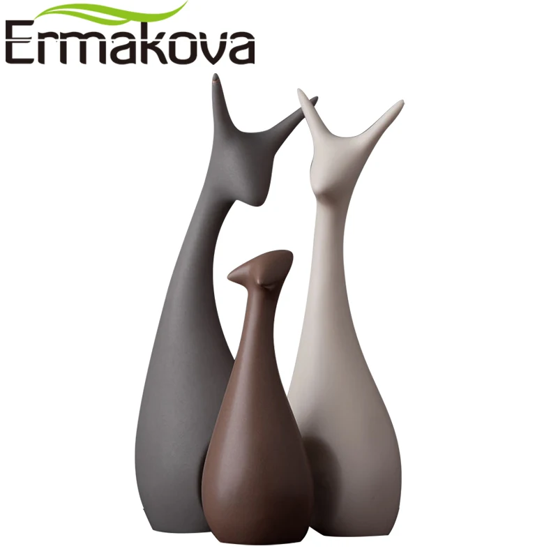ERMAKOVA 3 шт./компл. керамическая фигурка оленя фарфоровый олень семья животных