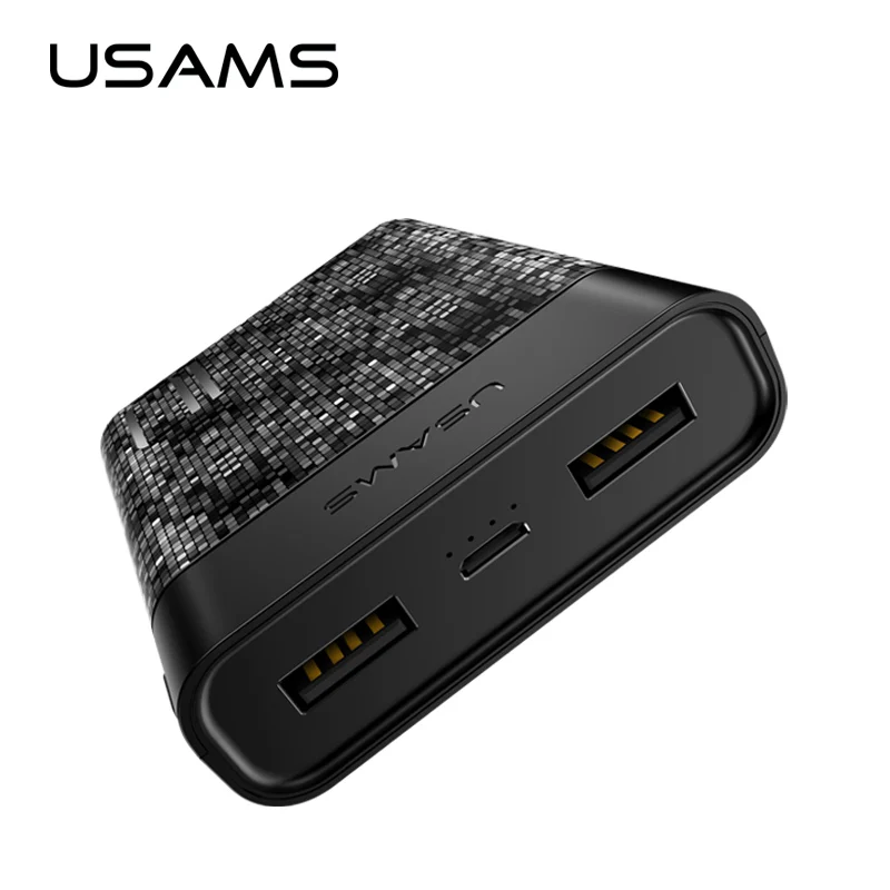 USAMS 10000mAh Power Bank Dual USB Powerbank Portable Phone Chargers External Battery USB Charger banks