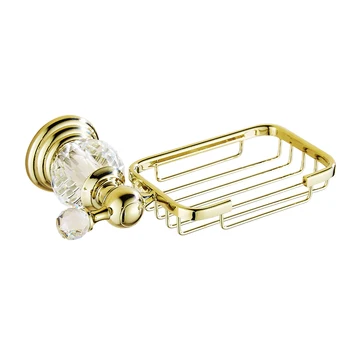 

Luxury Polished Soap Net Antique Crystal Soap Dish Brass Soap Holder Oblong Gold Bathroom Accessories Products hd04