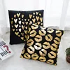 Golden Love Leaves Bronzing Cushion Decorative Pillow Black And White Velvet Pillowcase Home Decor Sofa Throw Pillows 17*17inch 5