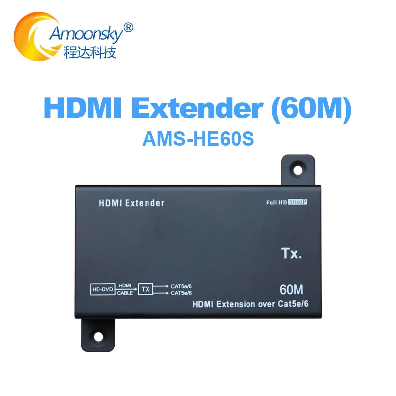 

60M HDMI Extender 1080p HDMI Transmitter Receiver over Cat 5e/6 RJ45 Ethernet Converter US EU Plug for LCD display