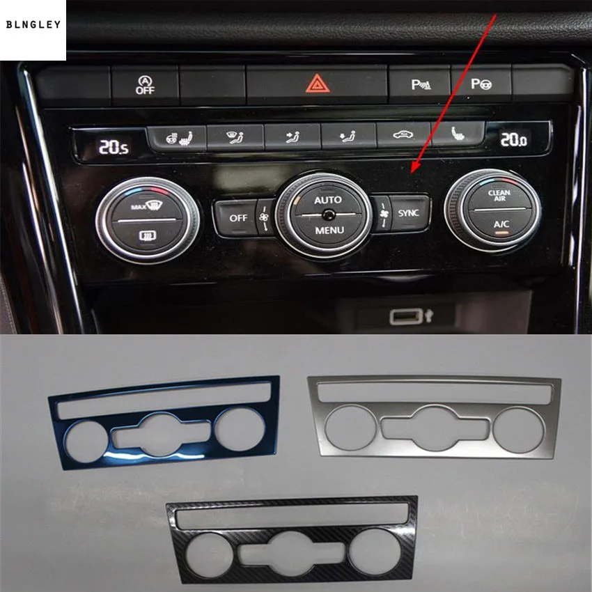 

1pc Car stickers Stainless steel air conditioning control adjustment panel decoration cover for 2018 2019 Volkswagen VW T-ROC