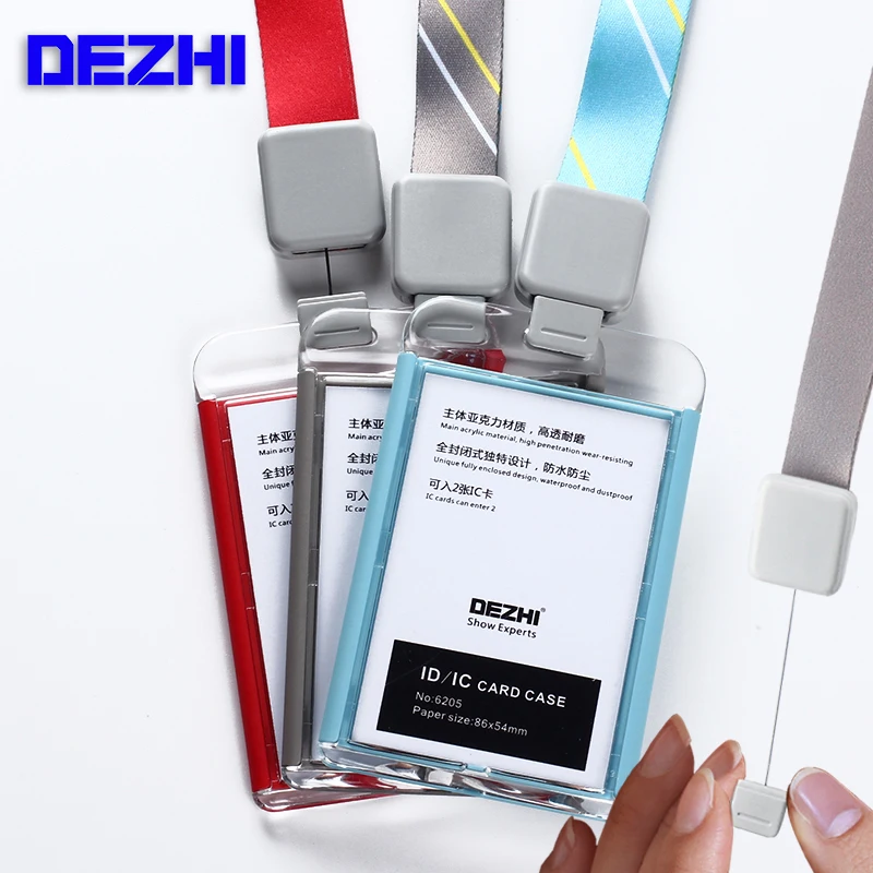 

Fashion style Acrylic clear ID IC Card Case lowest price of work card with lanyard,can custom the LOGO,OEM!