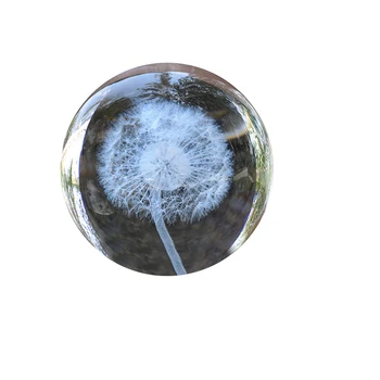 

Home Decoration Accessories 8cmCrystal Ball 3D Plant Dandelion Terrarium Figurines Glass Ball Wedding Decoration Craft