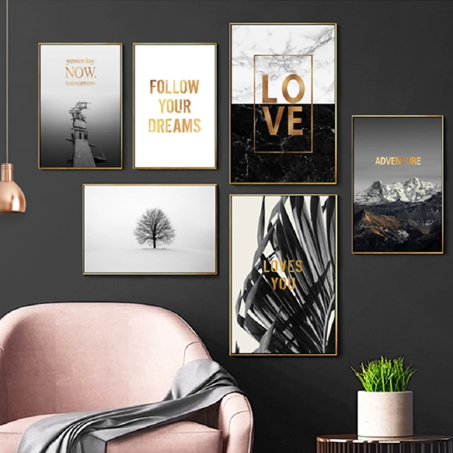 

Modern Cool Love Quotes Marble Background Mountain Scene Canvas Painting Gallery Wall Art POP Pictures Living Room Home Decor