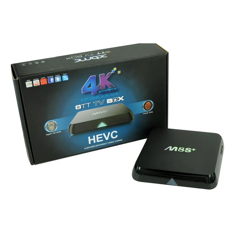 M8S Плюс/M8S + Android ТВ Box 5.1 Amlogic S812 4 ядра Wi-Fi 2 ГБ/8 ГБ H.265 HEVC gigabit LAN Коди телеприставке |