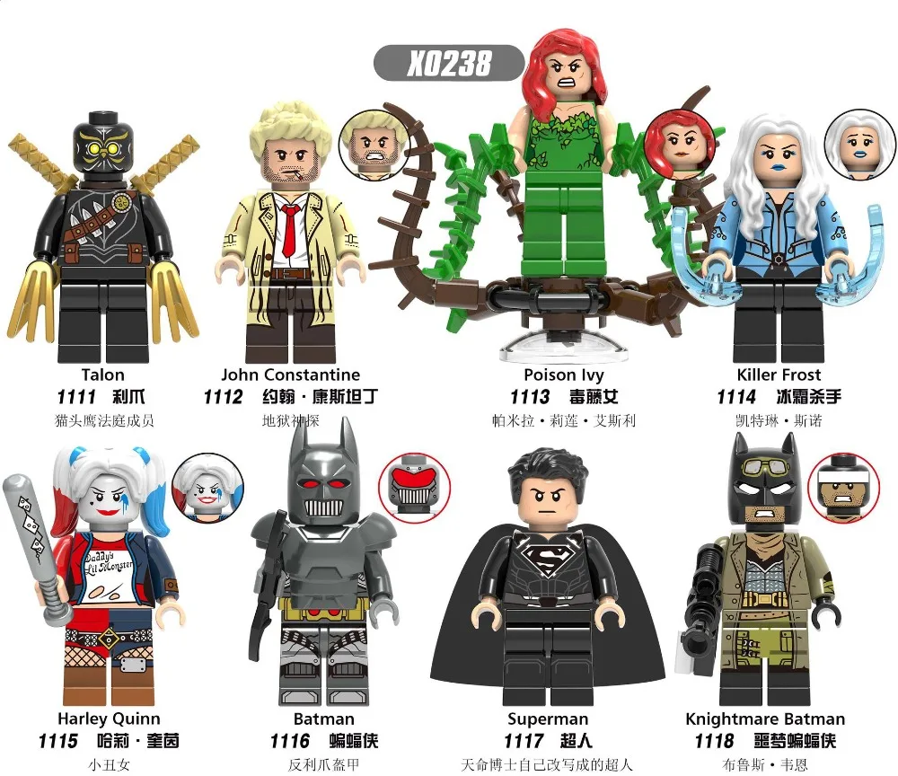 

X0238 Batman image Super hero Superman Poisonous vine Frost killer cartoon character war machine compatible Legoing Building Bl