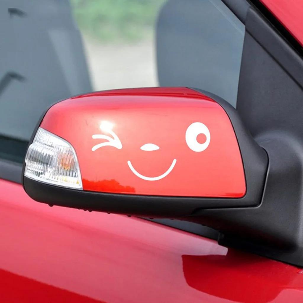 

1 Pair Smile Face Car Rearview Mirror Sticker Window Laptop Decals Stickers Auto Styling Accessories White Universal