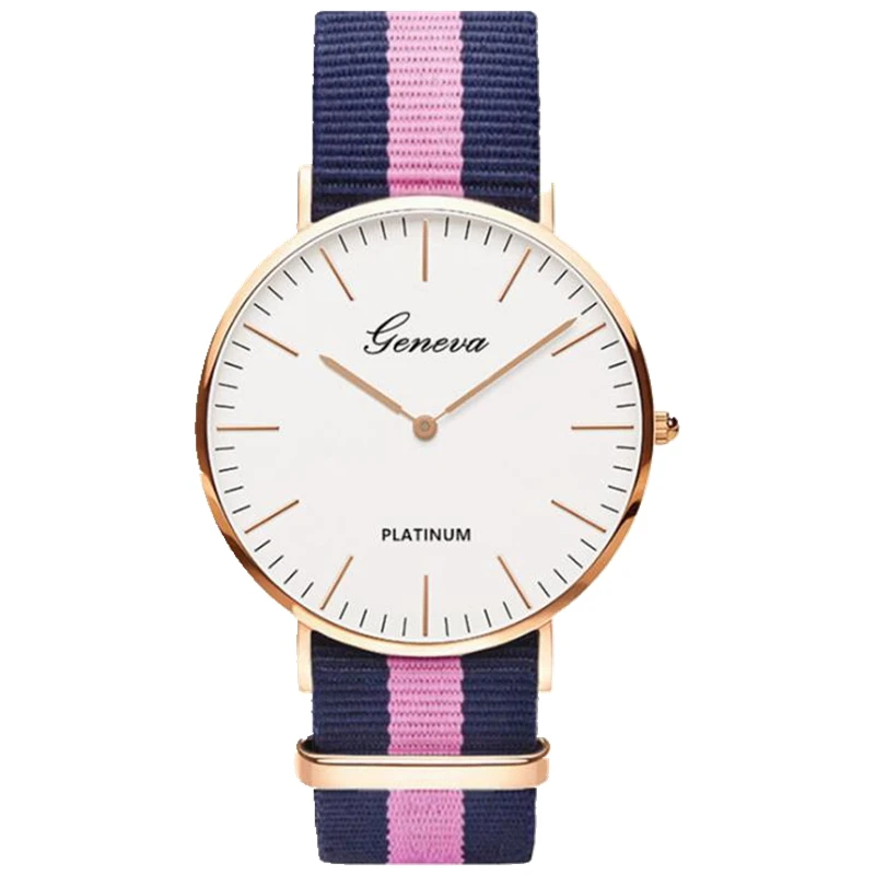 Классические брендовые кварцевые часы Geneva для мужчин и женщин, повседневные часы унисекс с нейлоновым ремешком, модные женские часы - Цвет: 4
