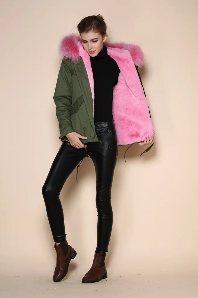 Великобритания популярные женские пальто с искусственным мехом Зимняя парка от прямого завода из Гуанчжоу - Цвет: Pink